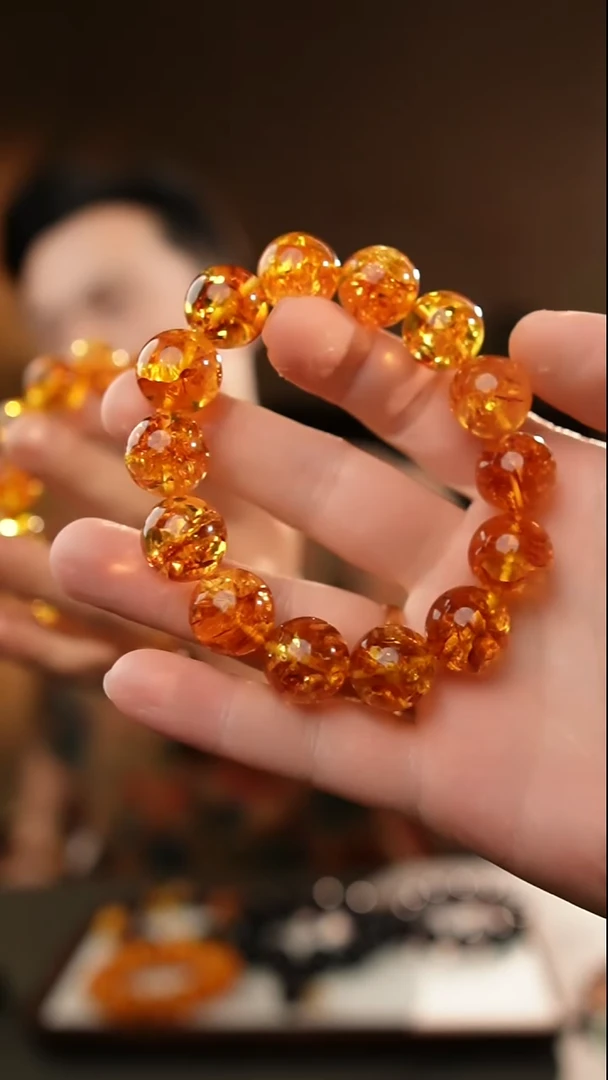 琥珀颈饰未镶嵌15+花珀手串