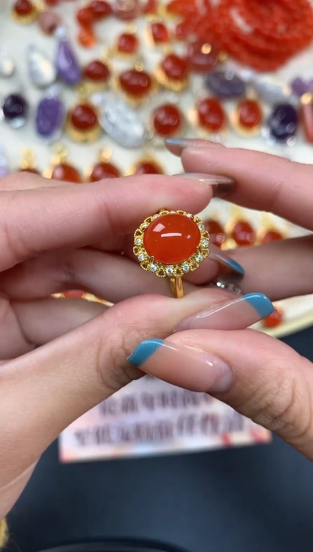 【闪购商品】南红玛瑙戒指银S925镶嵌戒指A93|280