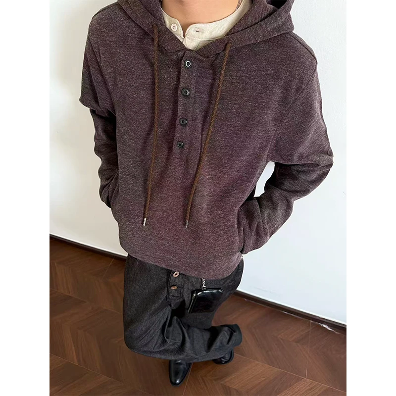 MADEEXTREME 亨利衫毛衣连帽衫慵懒纯色秋冬外套休闲小众百搭