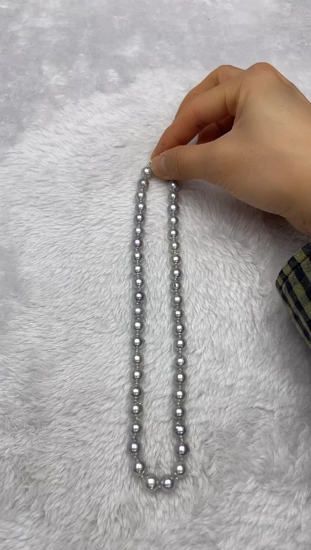 项链银S925镶嵌海水珍珠AK真多麻8-8.5mm