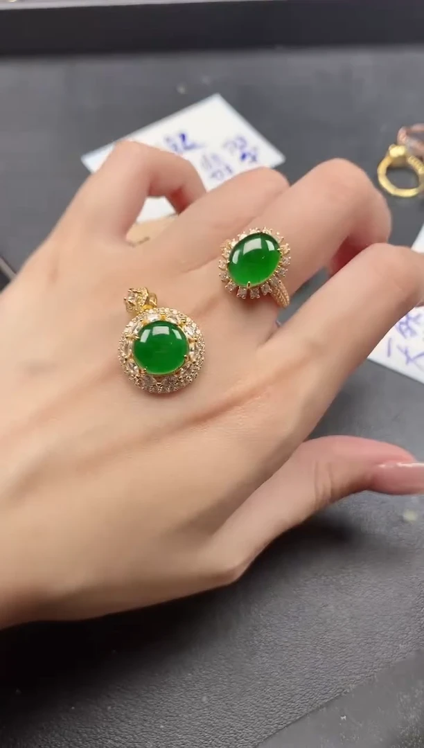 银S925镶嵌戒指翡翠51511