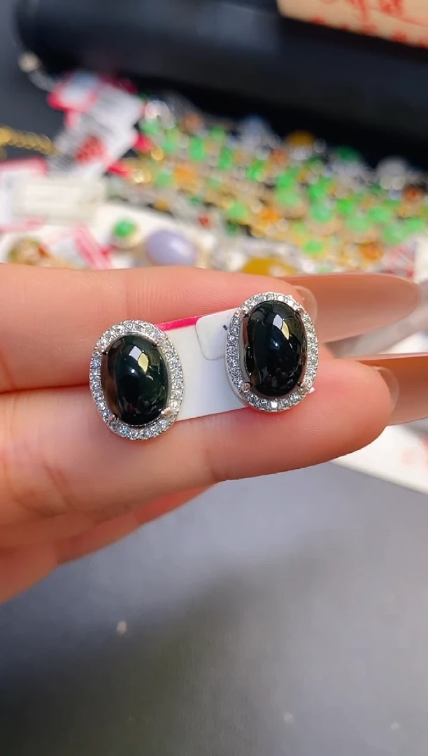 银S925镶嵌戒指翡翠天然