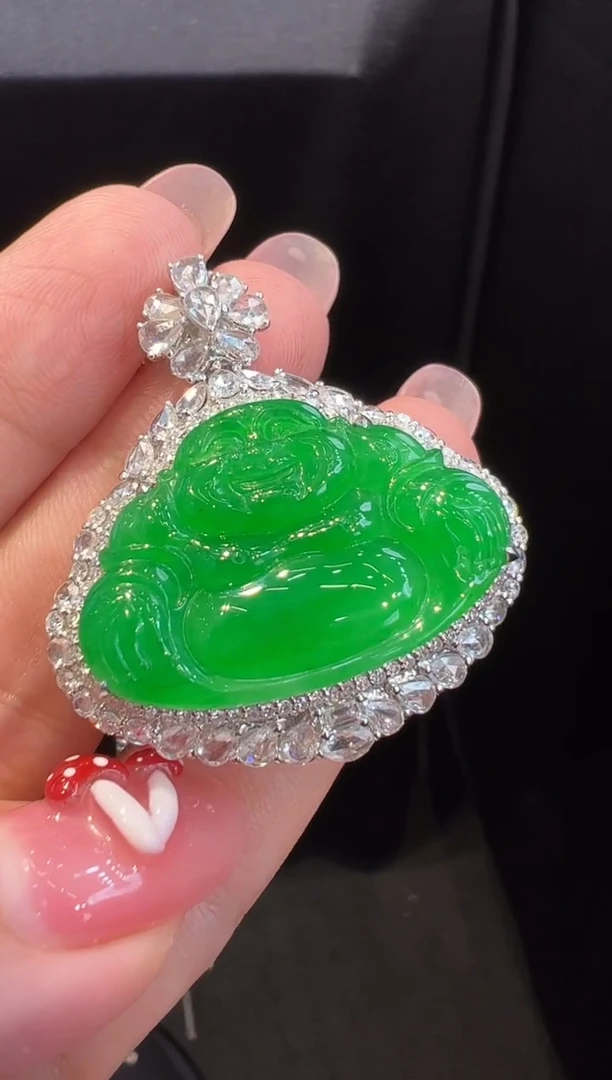 吊坠(不含链)18K金镶嵌翡翠无***姐总价198000分单
