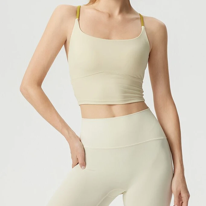 秋冬运动内衣女背心式聚拢细肩带美背外穿健身吊带瑜伽服文胸背心