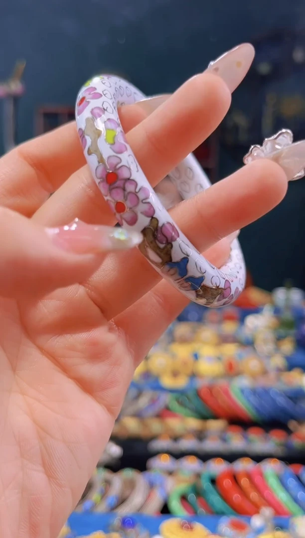 景泰蓝棍镯粗白色圈口55-60