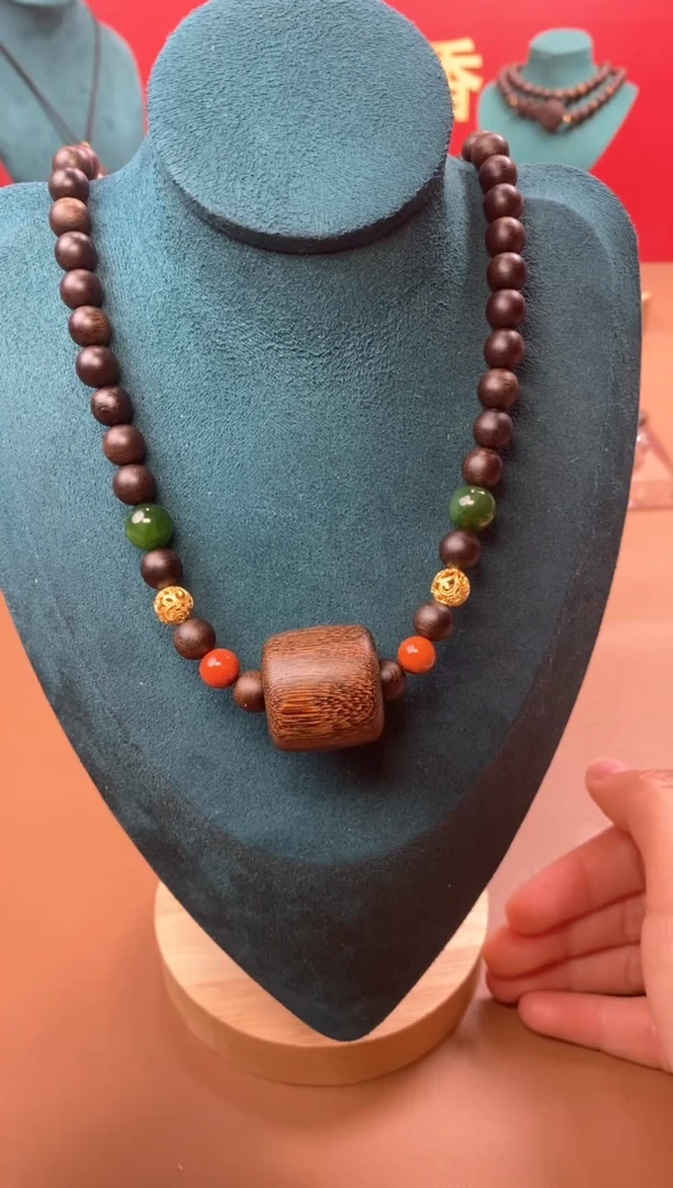 【闪购商品】沉香手串M玉化紫08三圈+虎斑留疤白沉香木雕顶珠