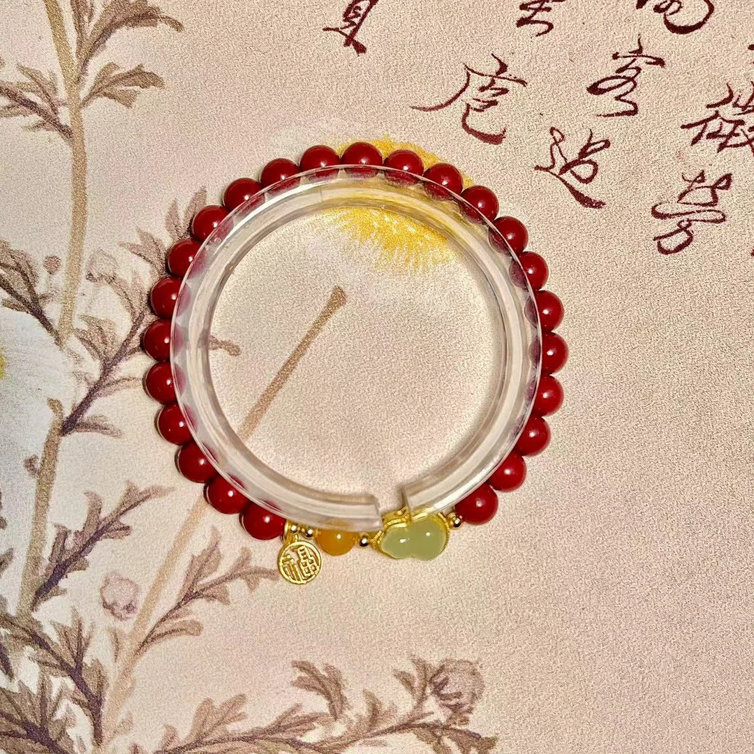 天然辰砂紫辰砂(福禄双全）天然紫辰砂高含量朱砂手链9267