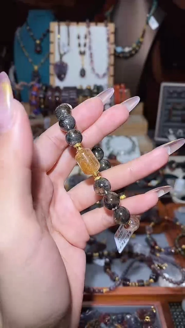 未镶嵌颈饰水晶极光黑羽锦鲤闪灵DIY手串