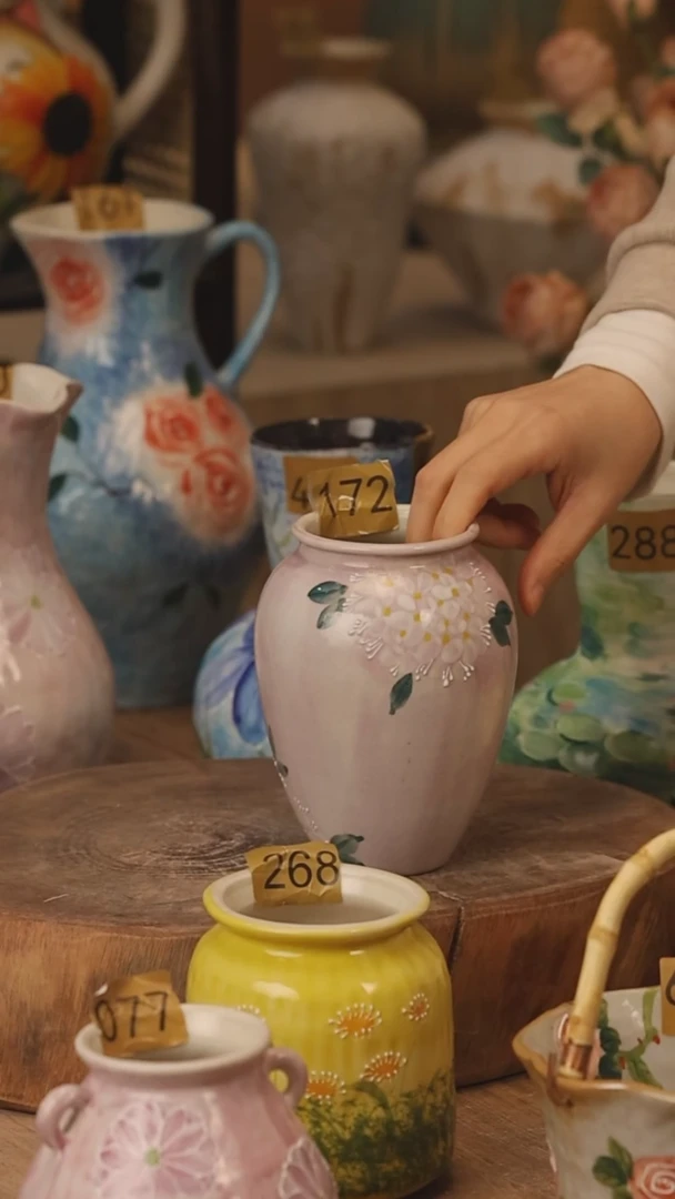 陶瓷景德镇设计师手作花器摆件侘寂风@M172@