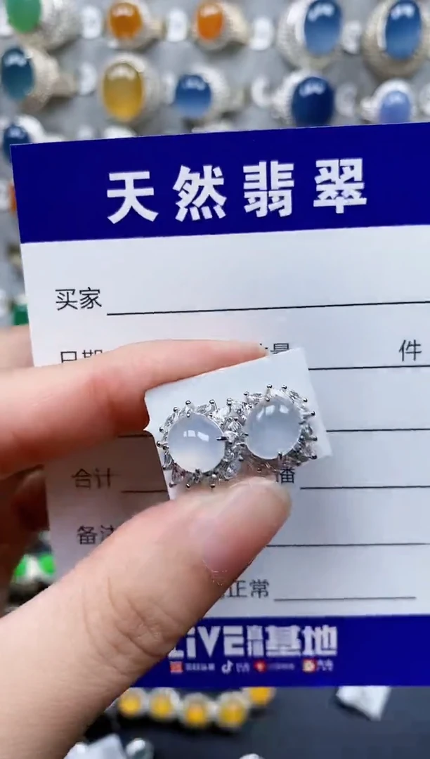 翡翠银S925镶嵌耳饰800