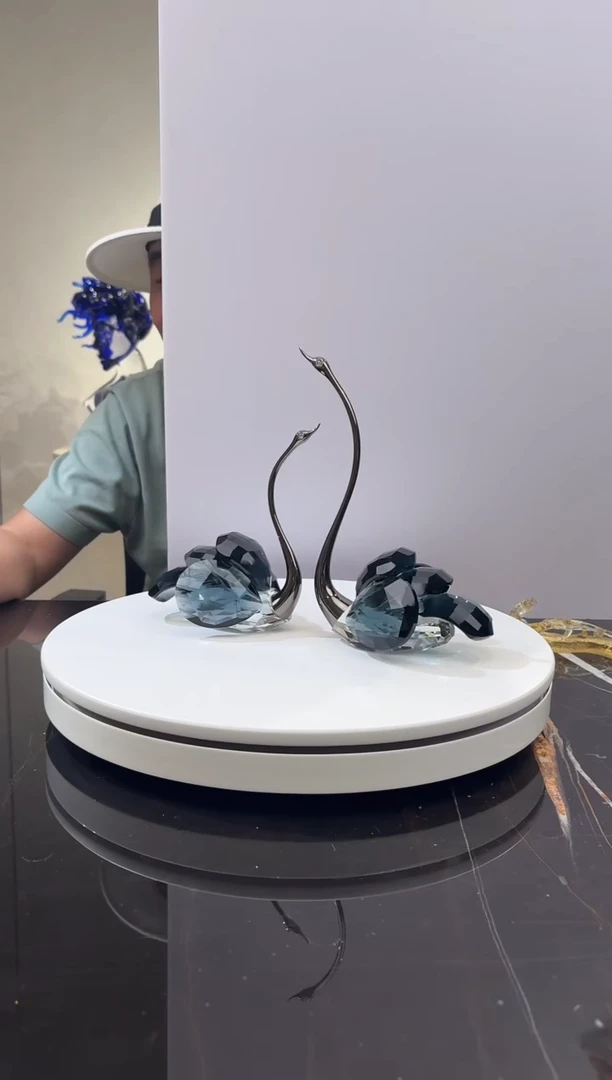摆件CS0103050墨兰水晶天鹅一对