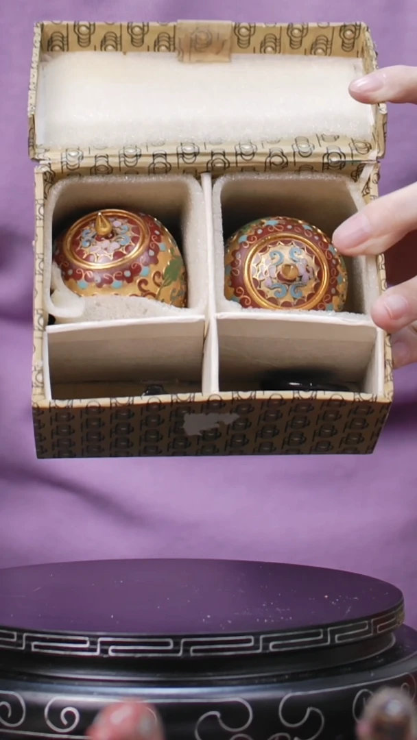 【闪购商品】非遗技艺 景泰蓝金地小罐一对