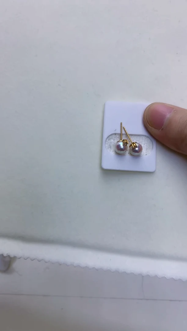 【闪购商品】海水珍珠商品18K金镶嵌6-7王妃耳钉