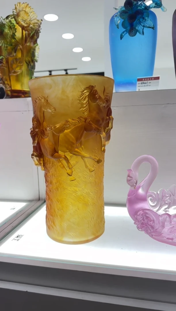 手工艺品琉璃苏*苏古法琉璃大号八骏马31厘米