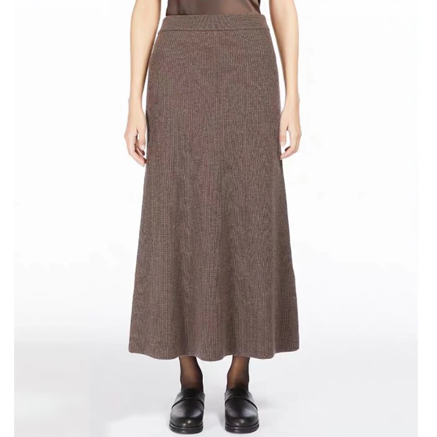 宝丫轻奢  女式复古简约修身百搭针织长款半身裙K539