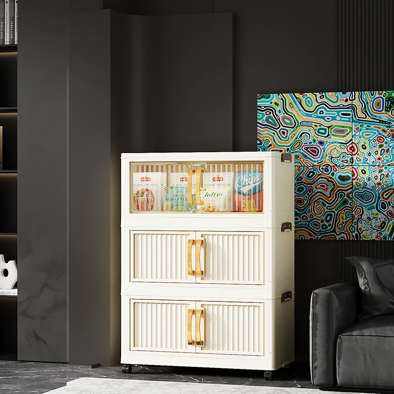 （竖纹50cm面宽）家用收纳柜储物柜多层折叠置物柜玩具柜JL