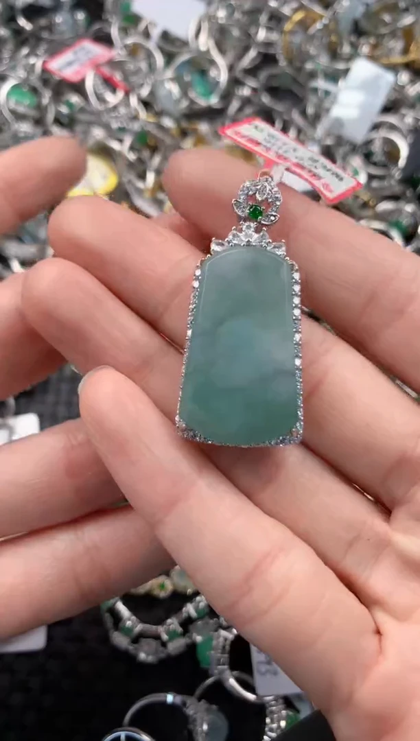 银S925镶嵌戒指翡翠666   4