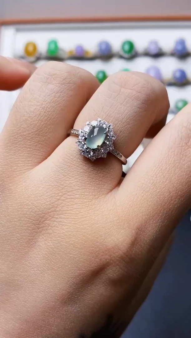 银S925镶嵌戒指翡翠0656