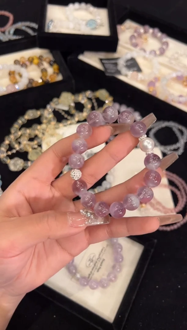 【闪购商品】水晶手链合金紫兔毛手链x1224