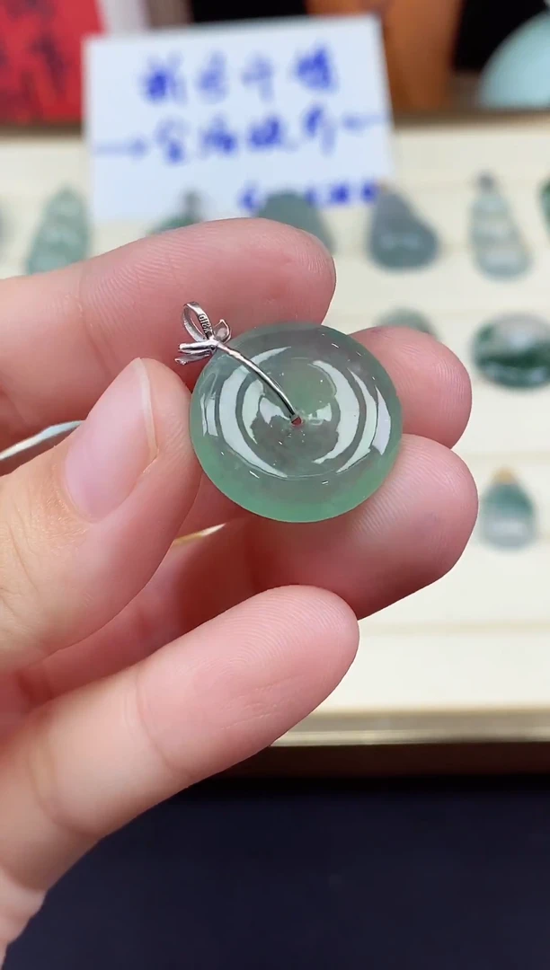 吊坠(不含链)18K金镶嵌翡翠平安扣18K金扣镶嵌@@CMT1910
