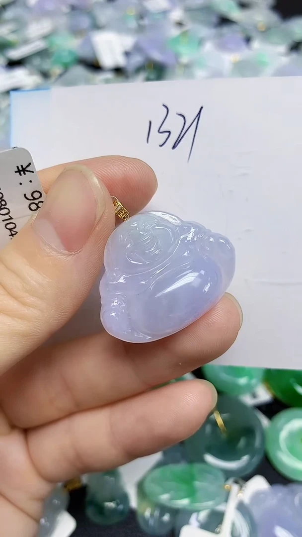 颈饰18K金镶嵌翡翠天然缅甸翡翠A货翡翠百元以上9元证书费自理