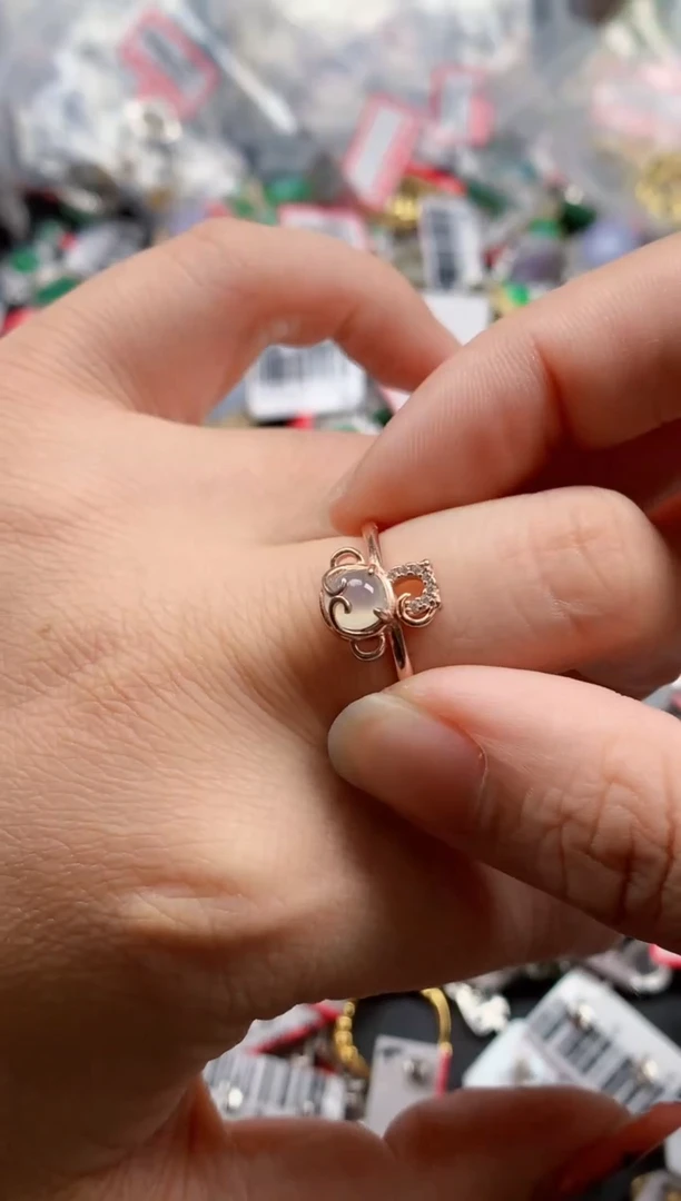 银S925镶嵌戒指翡翠天然A货缅甸翡翠