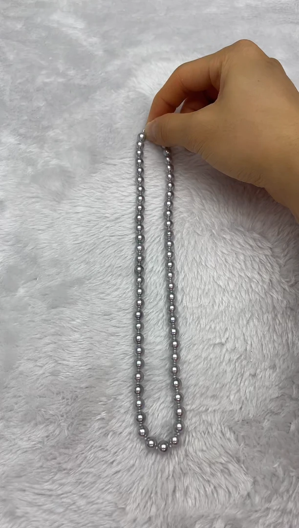 项链银S925镶嵌海水珍珠AK真多麻6.5-7mm