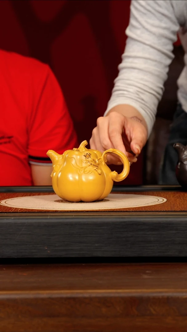 茶壶紫砂宜兴紫砂CYL 黄金朱泥 南瓜 36