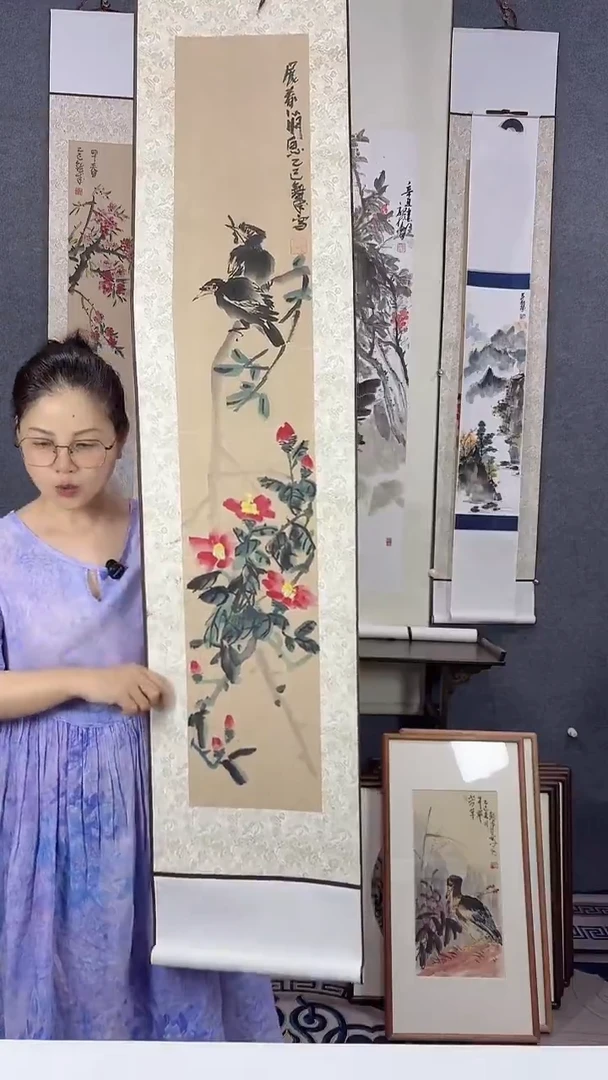 国画175*32吴铁成手绘作品卷轴