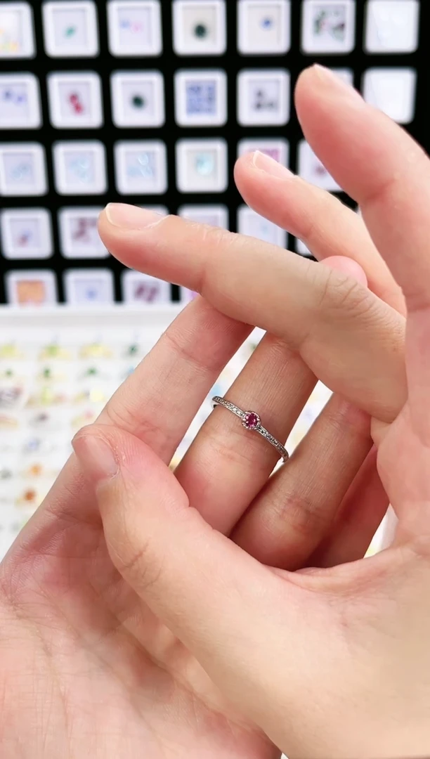 红宝石戒指银S925镶嵌A005