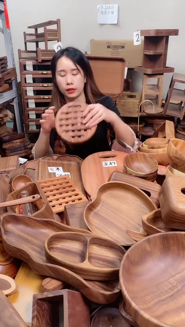 木  乌檀木圆形网格隔热垫