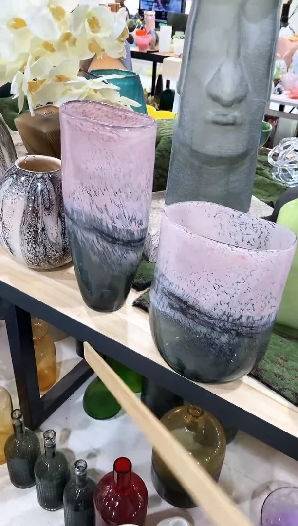 慕忆家手作琉璃花瓶瑕一对