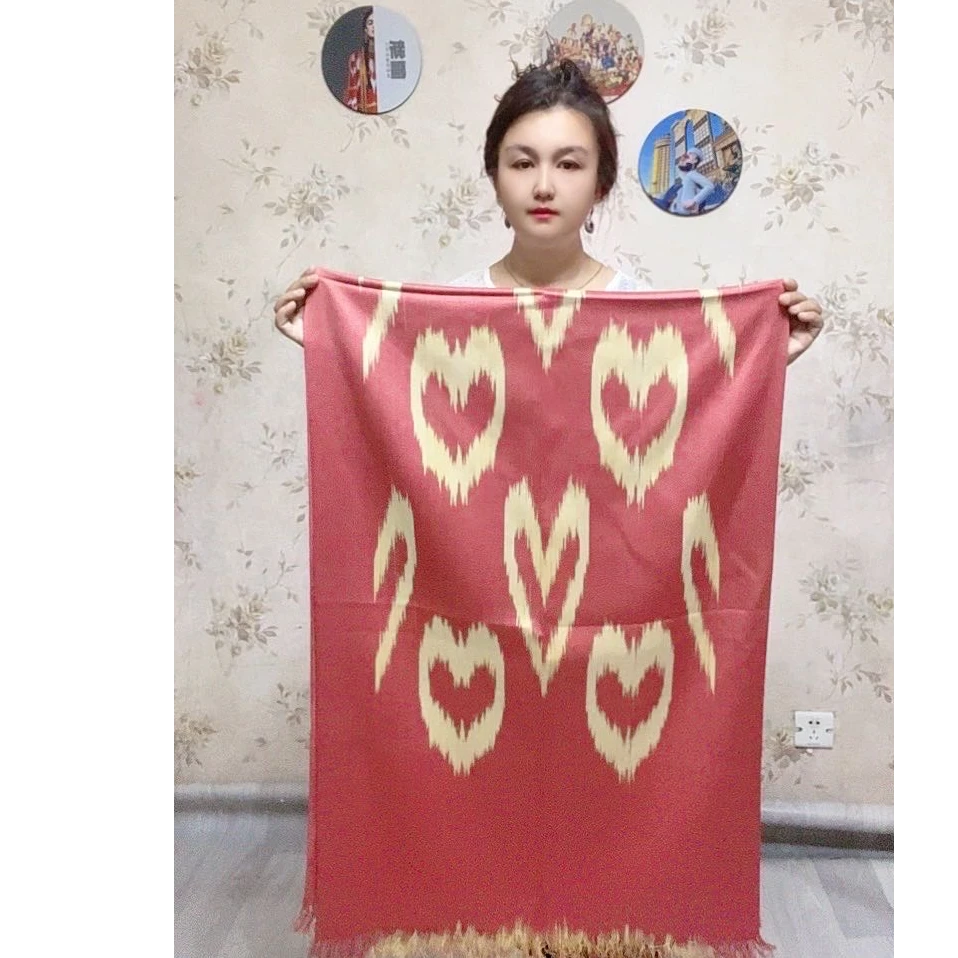 2025最新款新疆和田艾德莱斯围巾60x180cm纯棉