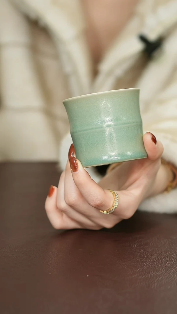 摆件瓷原矿原釉汝宋汝瓷 柴烧杯