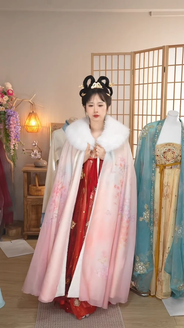 粉色斗篷带毛领 特价不退不换 拍下备注尺码