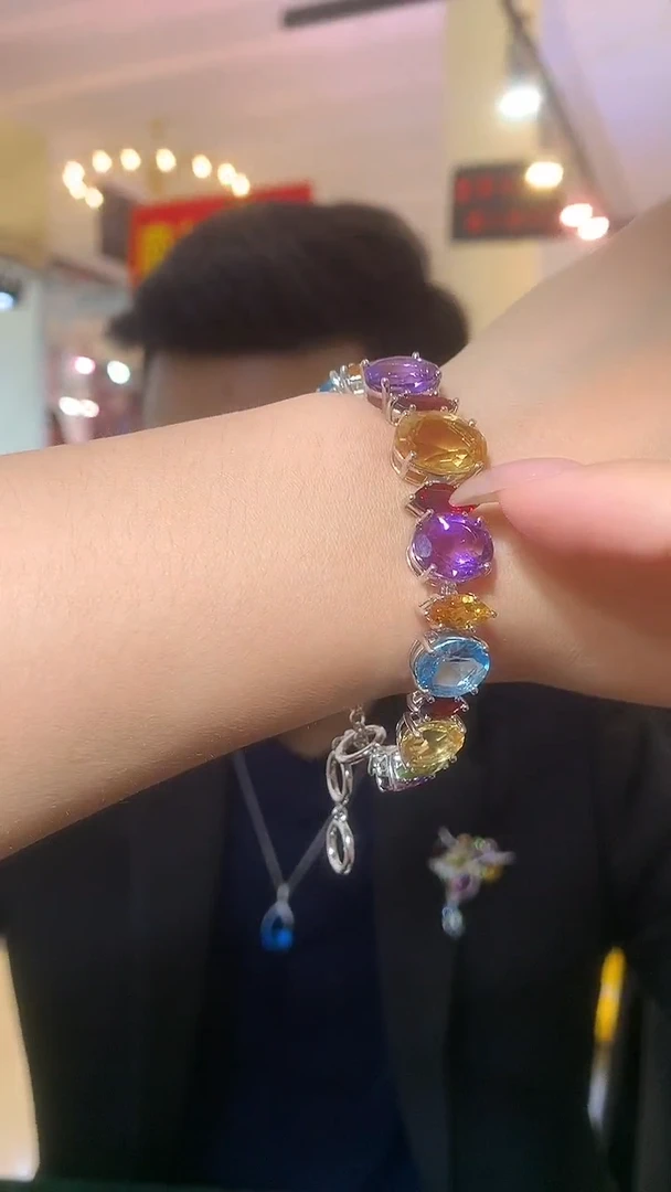 银S925镶嵌手链水晶【宝石世家严选】