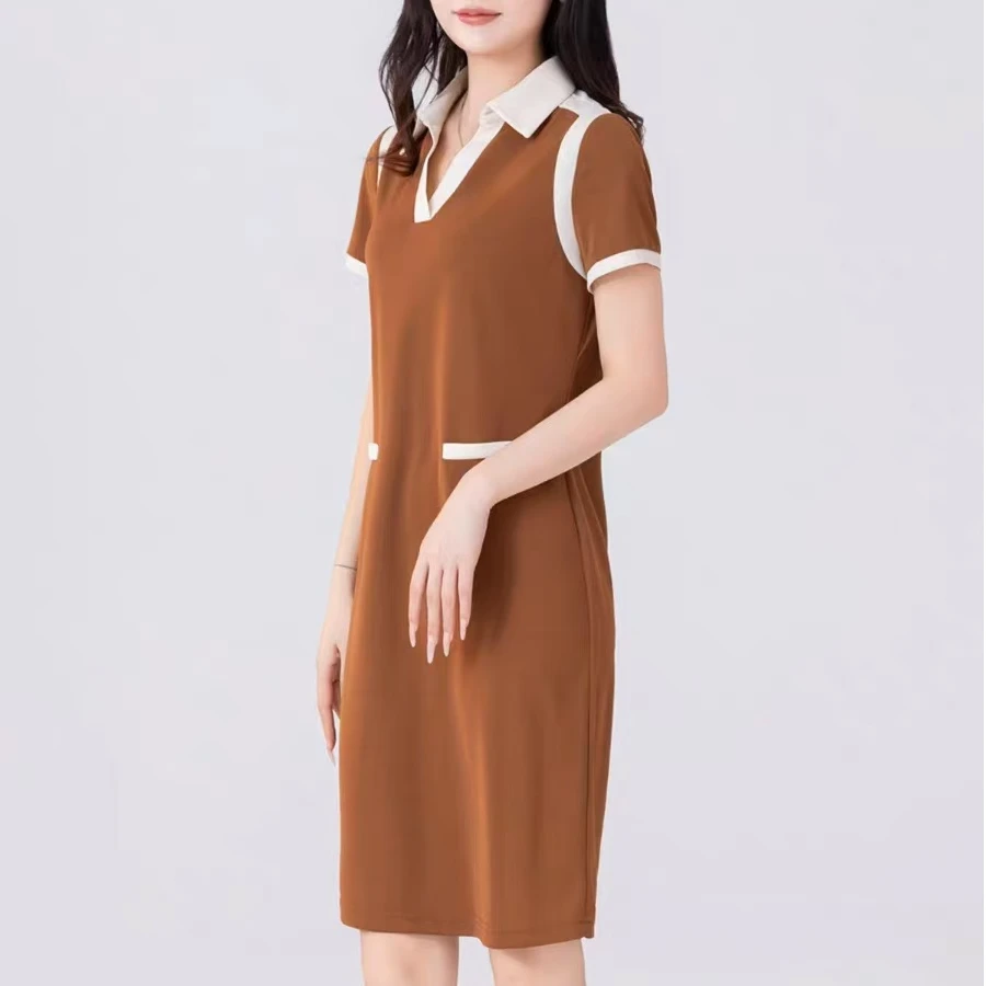 T1445显瘦气质时尚休闲女士夏季中长款连衣裙B7