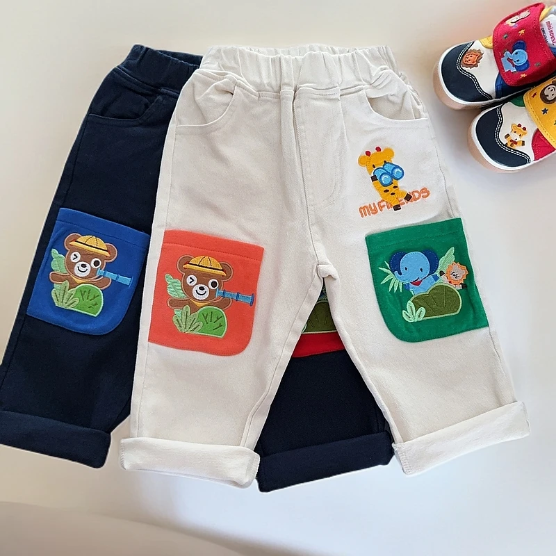春秋长裤休闲裤小童宝宝洋气春季裤子女童男童梭织裤卡通裤71827