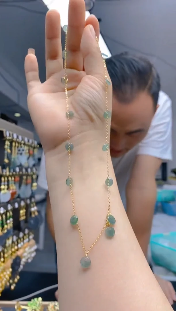 【闪购商品】翡翠耳饰合金301翡翠锁骨链