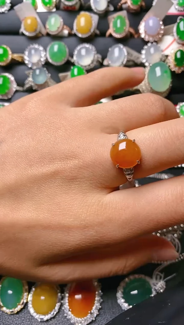 【闪购商品】翡翠戒指银S925镶嵌天然A货翡翠1