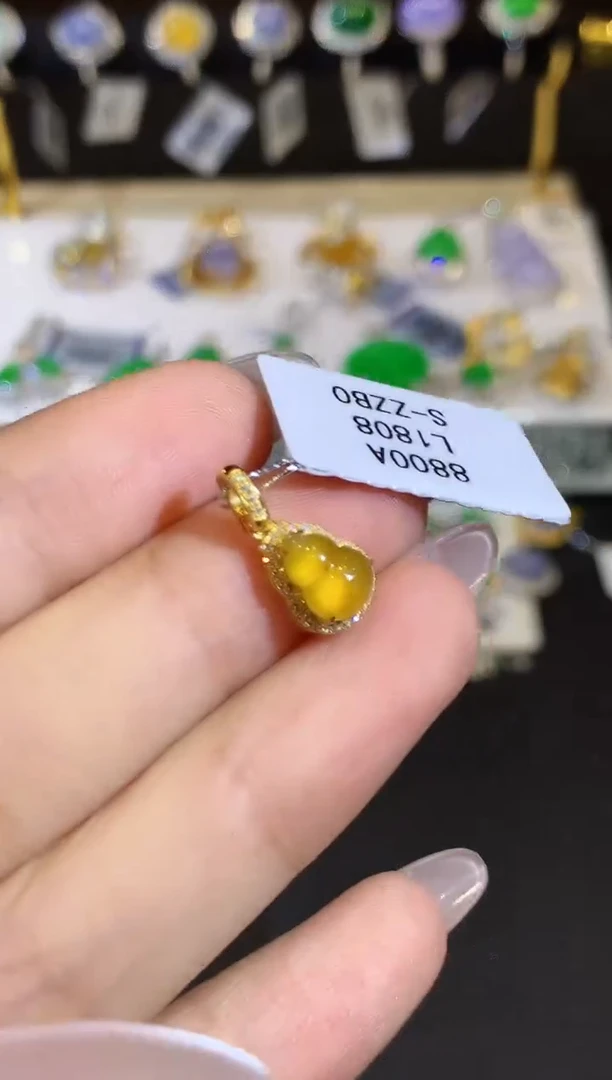 翡翠18K金镶嵌吊坠(不含链)L1808多样性发其一