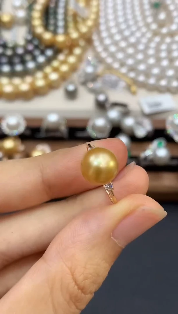 18K金镶嵌戒指海水珍珠C67