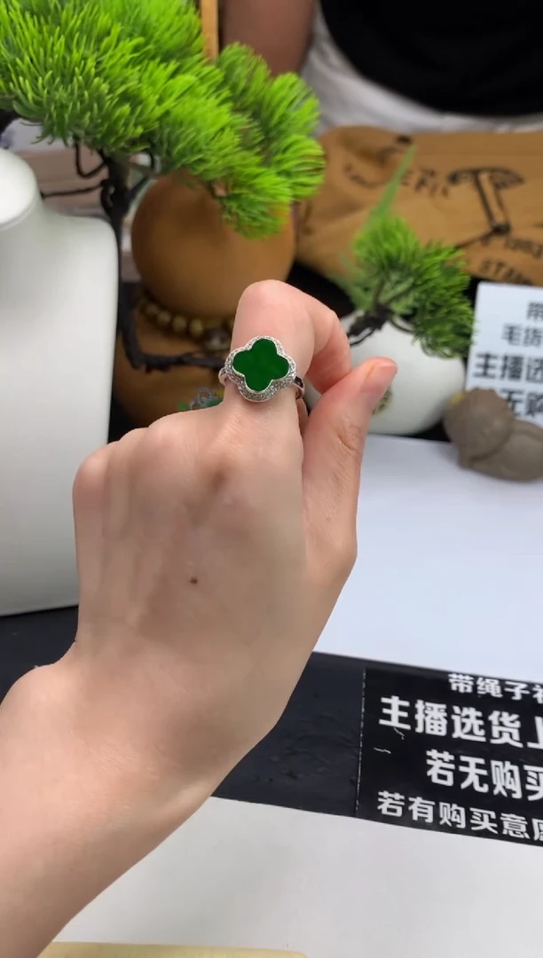 银S925镶嵌戒指翡翠K**情---103692