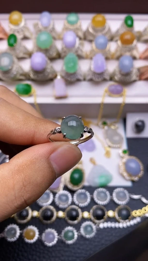 翡翠戒指银S925镶嵌/0010