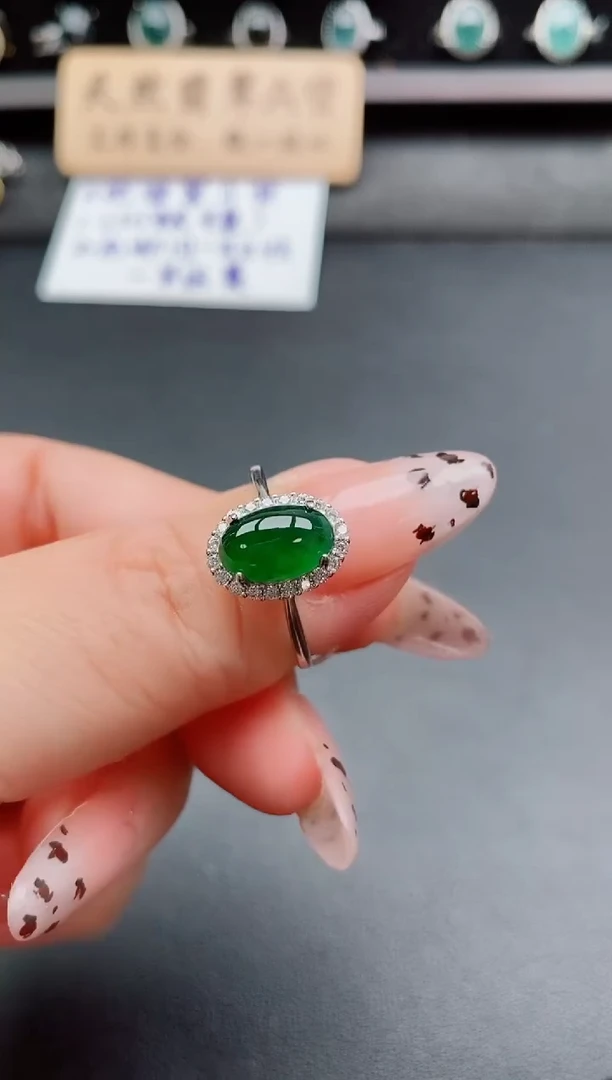 银S925镶嵌戒指翡翠1