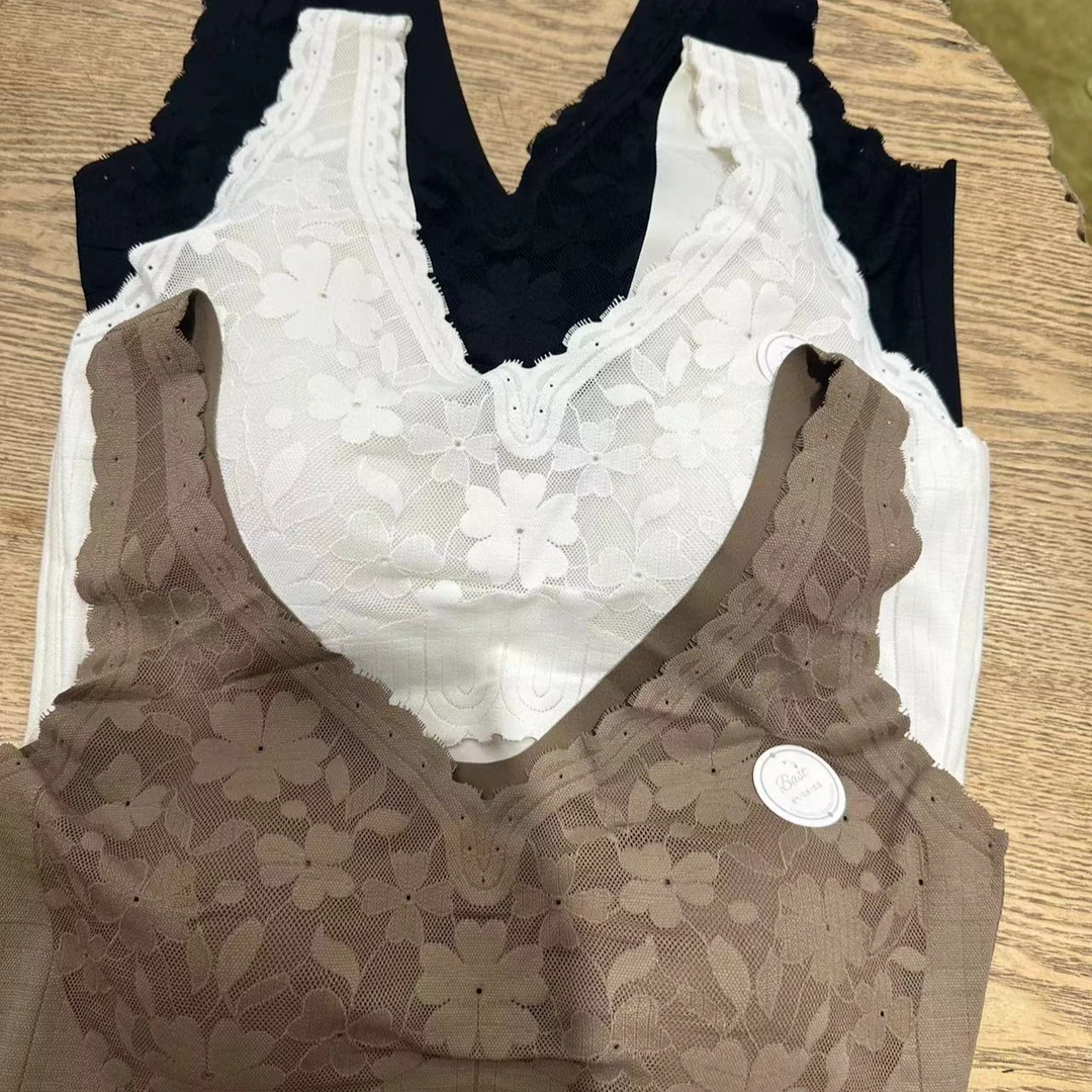 内衣蕾丝美背无痕固定杯大胸显小舒适透气女胸罩