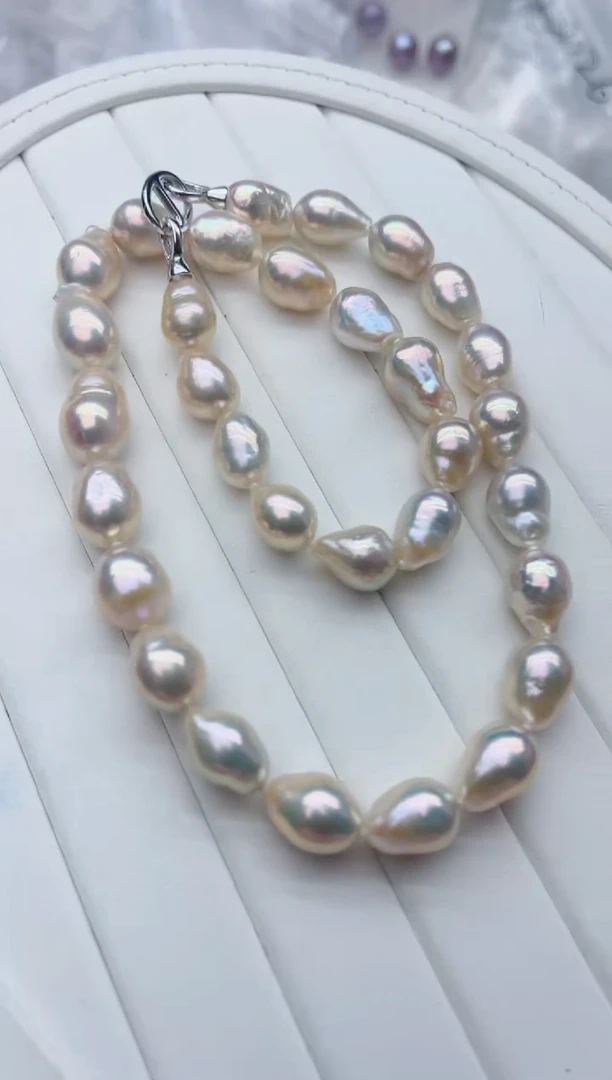 项链银S925镶嵌淡水珍珠，非无暇