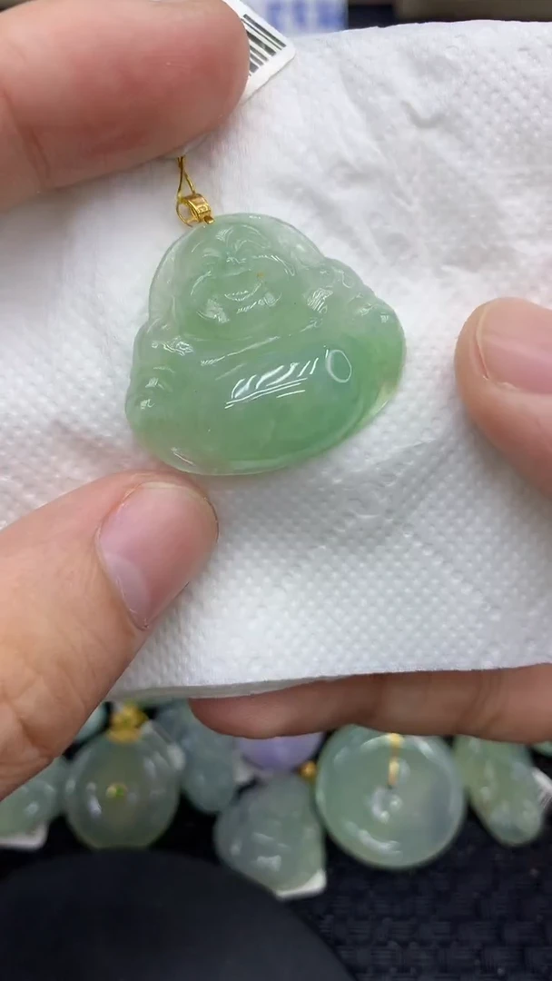 颈饰18K金镶嵌翡翠天然缅甸A货翡翠
