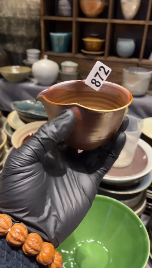 【闪购商品】瓷片872  柴烧釉手工公道杯1个