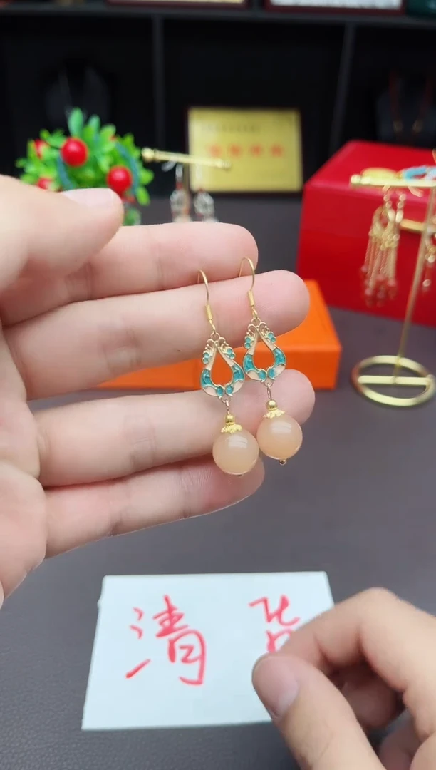 【闪购商品】玛瑙/玉髓耳钉银S925镶嵌305000